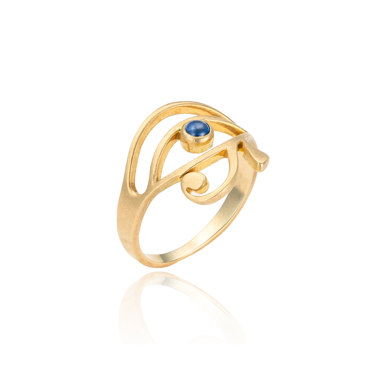 Sapphire Eye of Horus Ring in 14K Yellow Gold