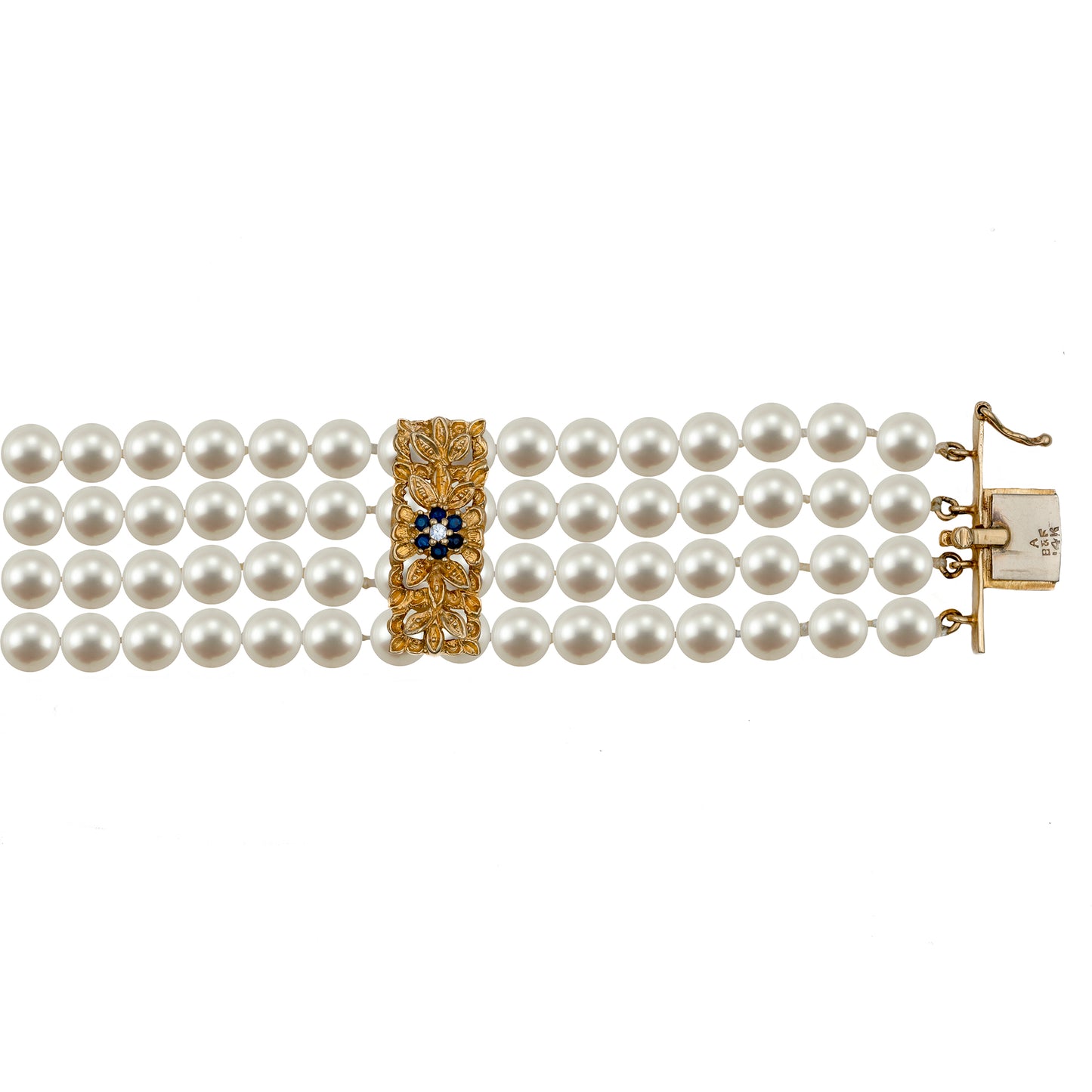 Pearl, Ruby, Sapphire & Emerald Bracelet in 14K Yellow Gold