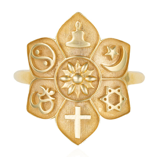 Coexist Lotus Ring in 14K Yellow Gold