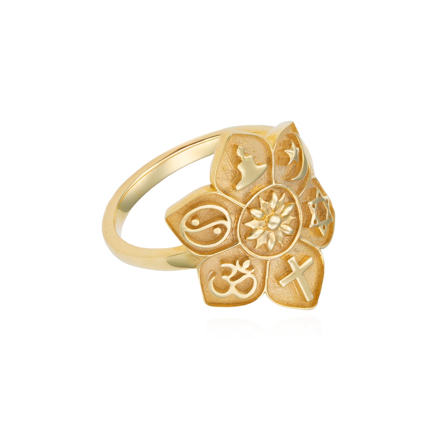 Coexist Lotus Ring in 14K Yellow Gold
