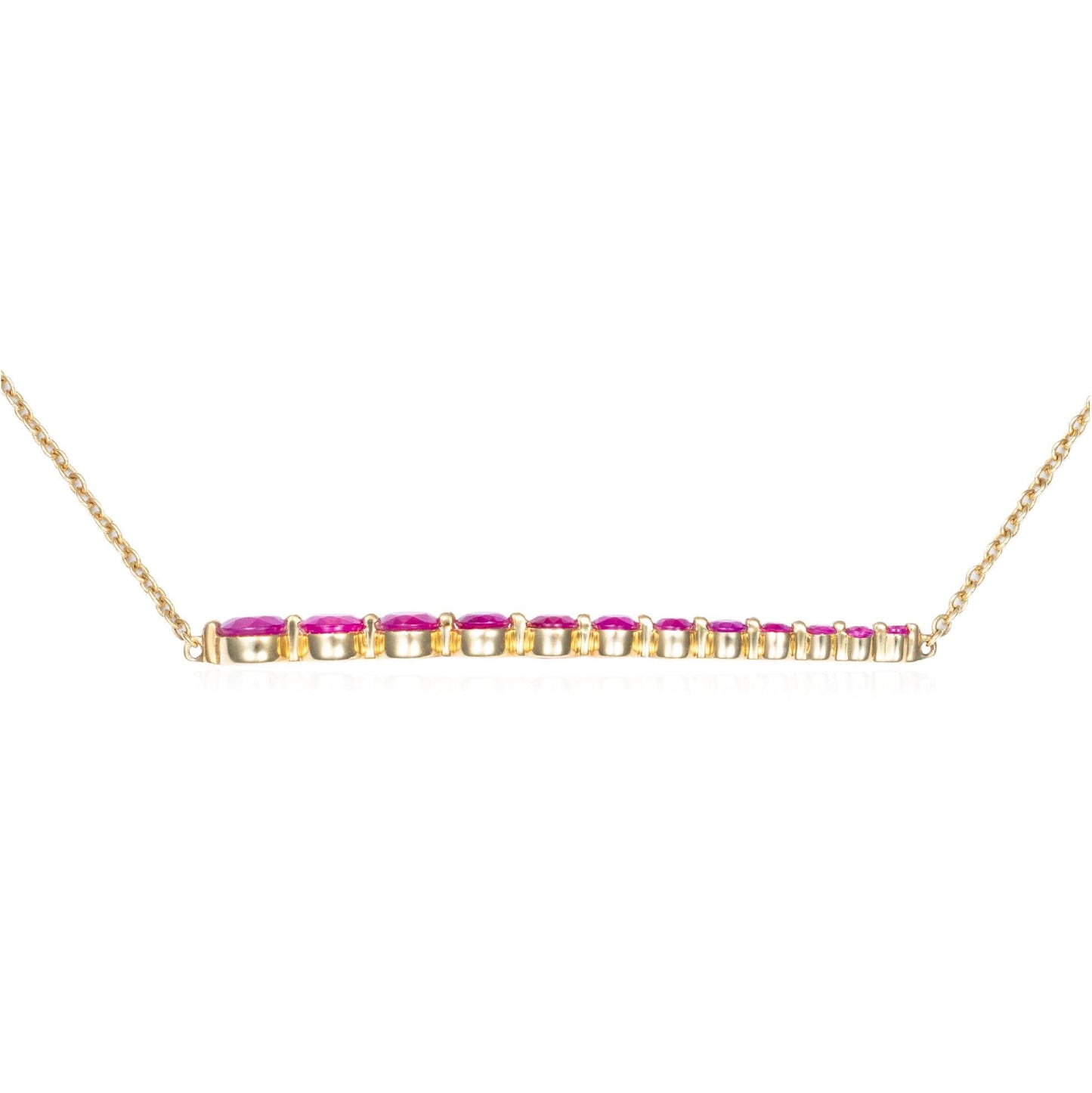 Ruby Bar Necklace in 14K Yellow Gold