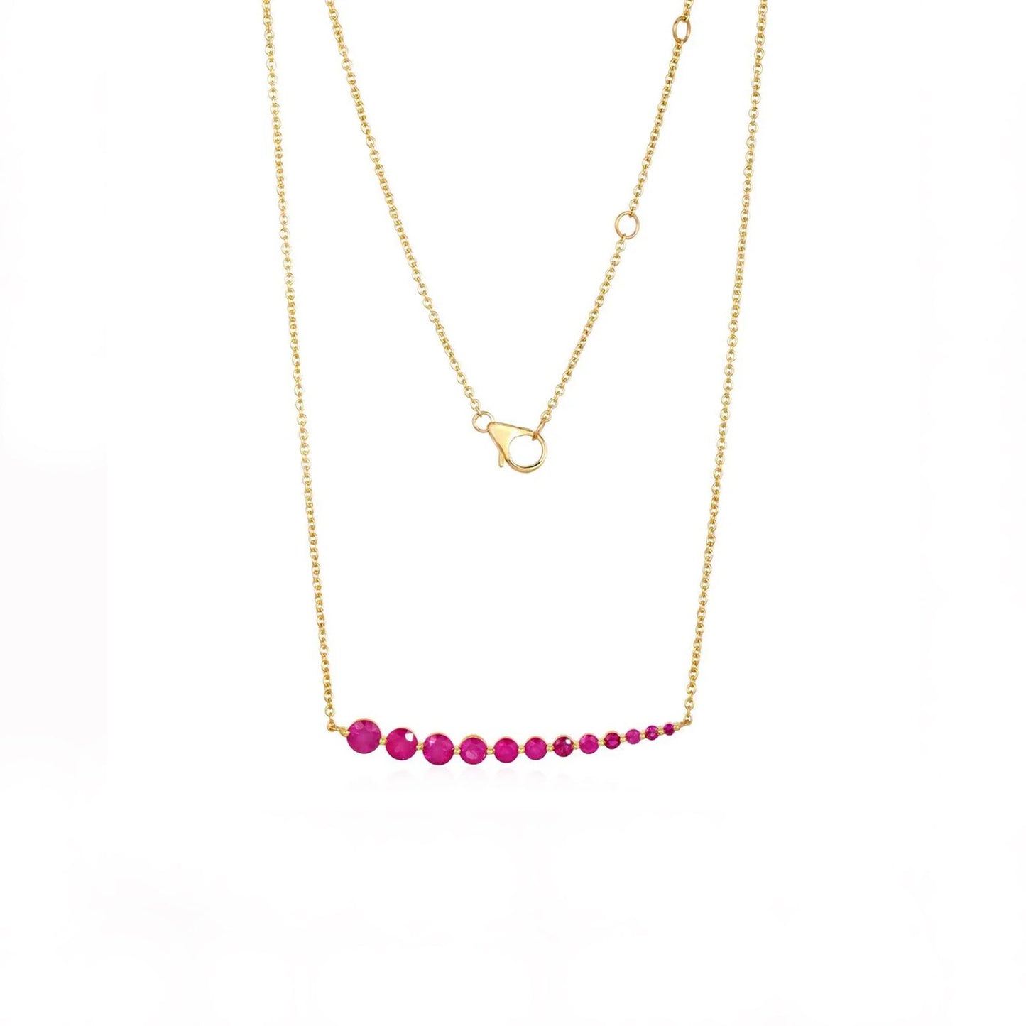 Ruby Bar Necklace in 14K Yellow Gold