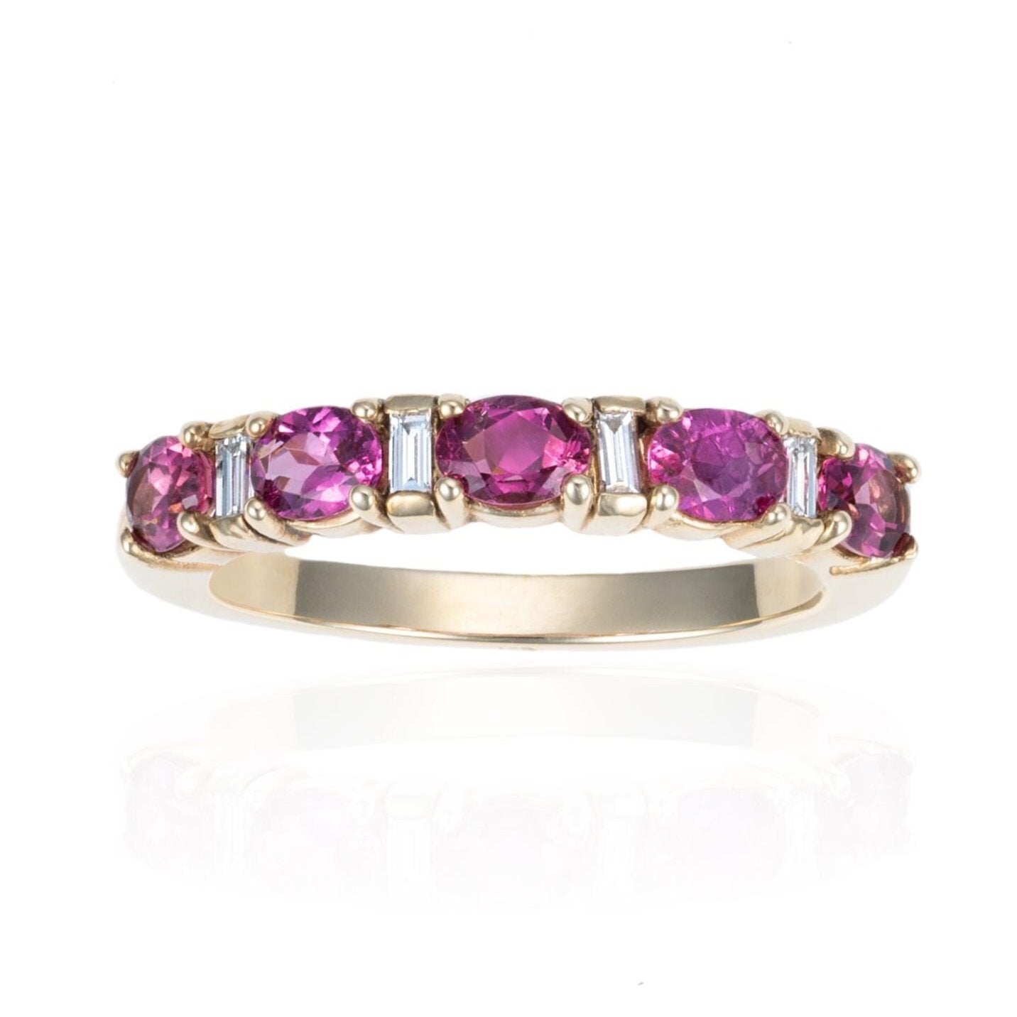 Pink Tourmaline & Diamond Stackable Band in 14K Yellow Gold