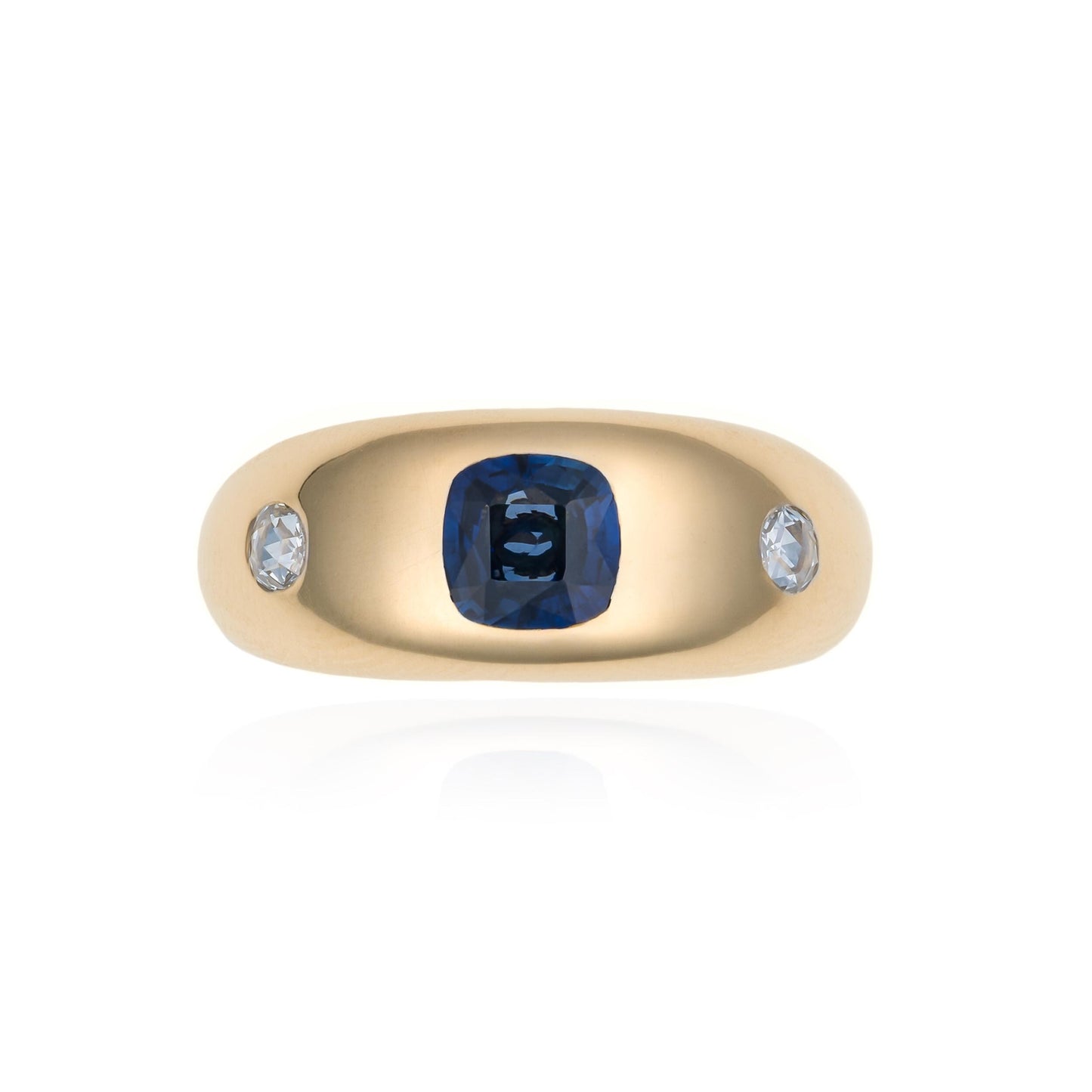 Sapphire & Diamond Chunky Domed Band in 18K Yellow Gold