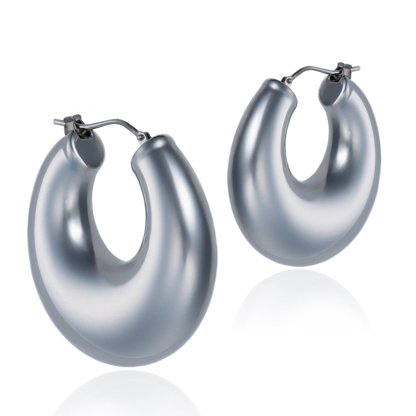 Chunky Hoops in 14K White Gold