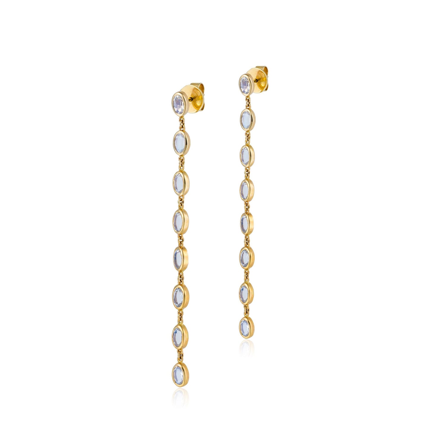 Moonstone Bezel Drop Earrings in 14K Yellow Gold