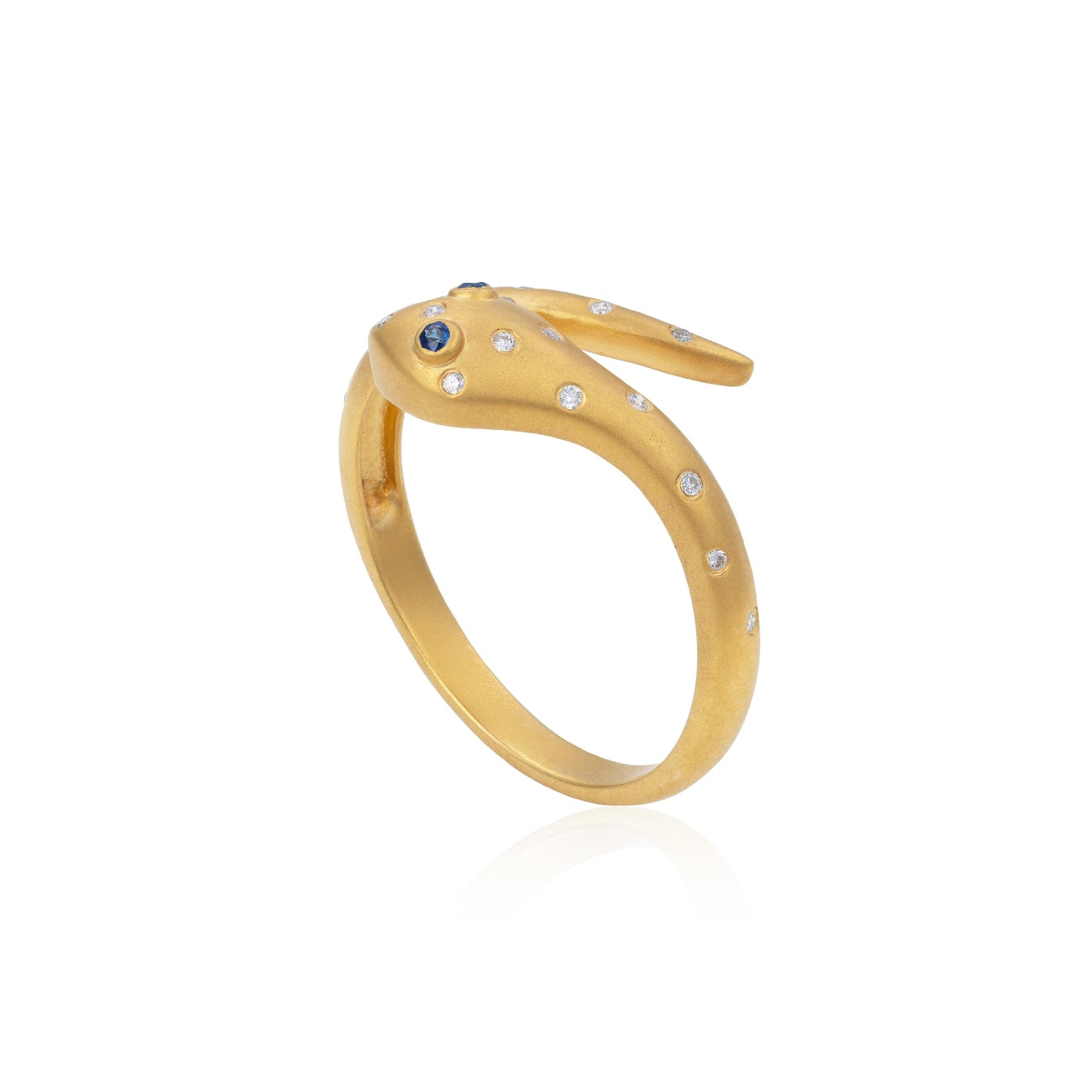 Diamond & Sapphire Serpent Wrap Ring in 18K Yellow Gold
