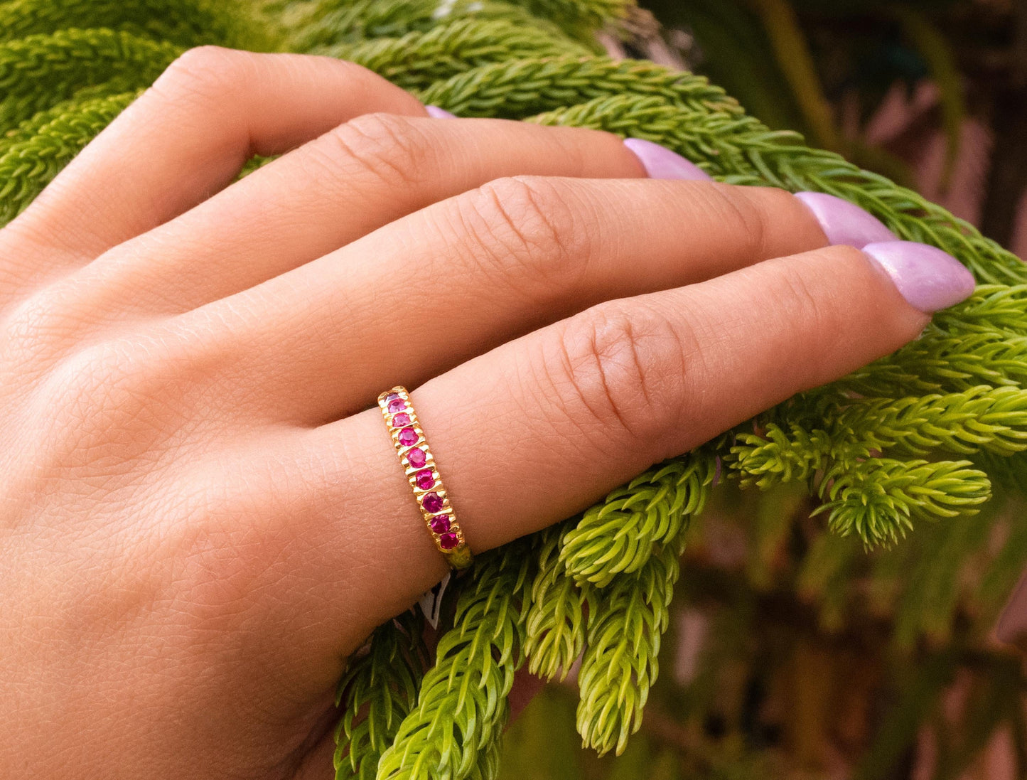 Ruby Stackable Band in 18K Yellow Gold