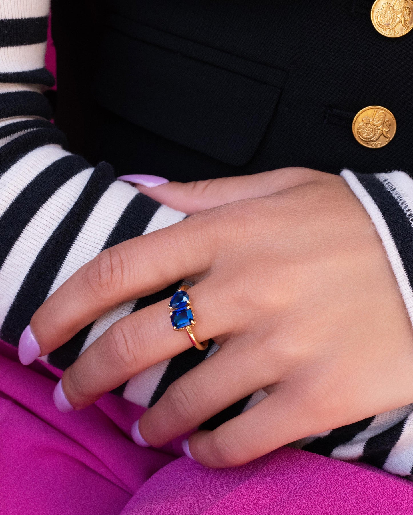 Toi Et Moi Sapphire Ring in 18K Yellow Gold