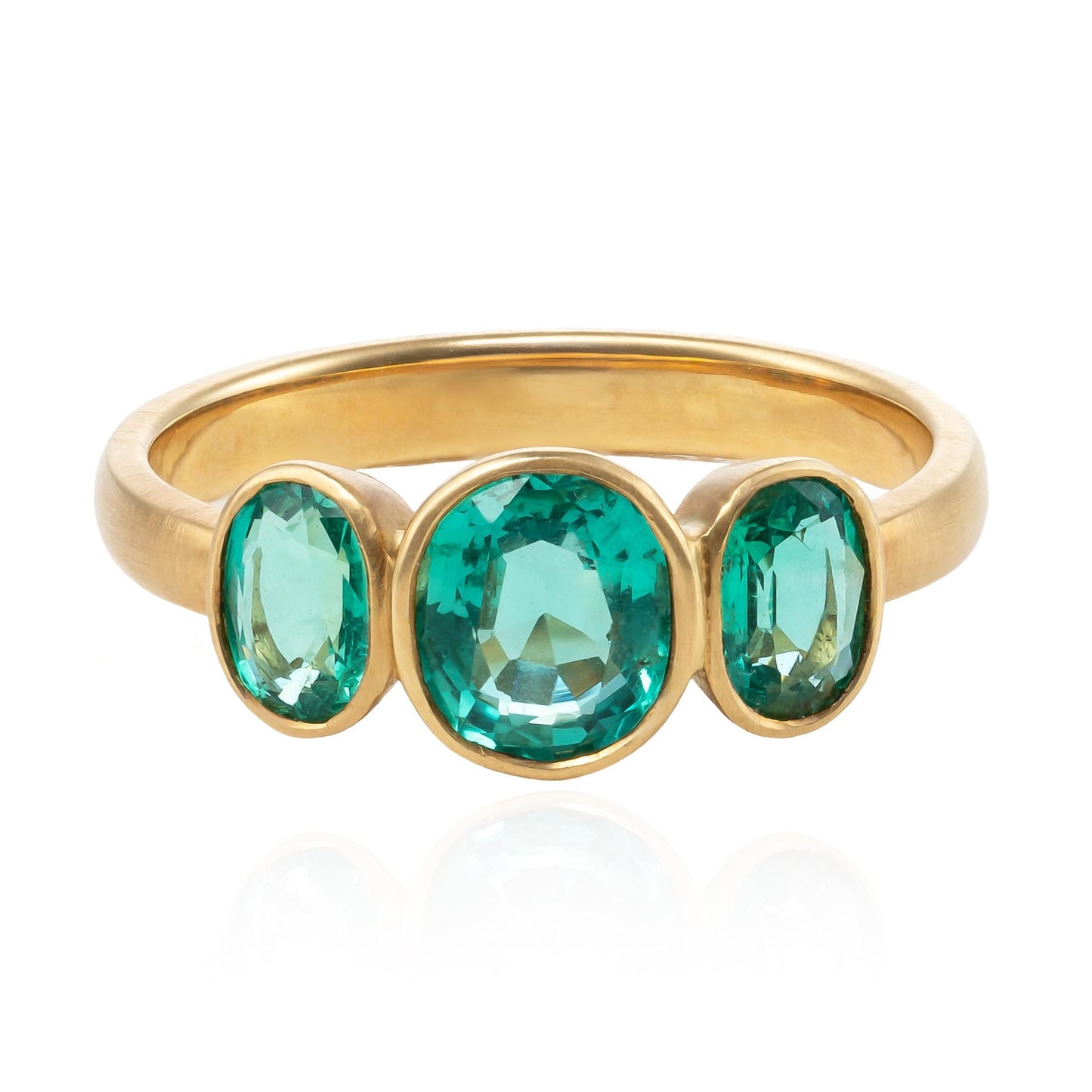 Emerald Triple Bezel Ring in 18K Yellow Gold