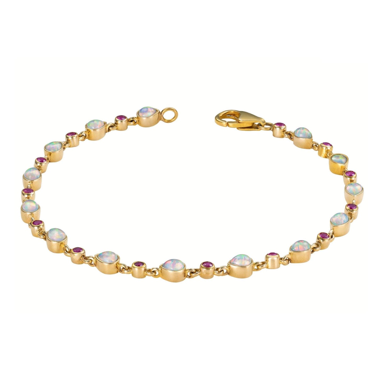Opal & Ruby Tennis Bracelet in 14K Yellow Gold