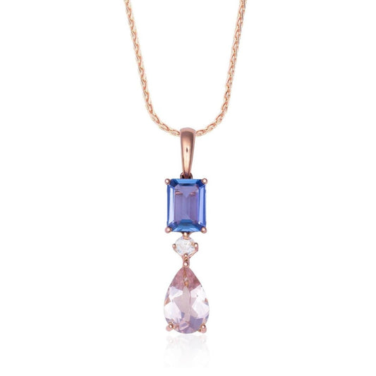 Tanzanite, Diamond & Morganite Pendant in 18K Rose Gold