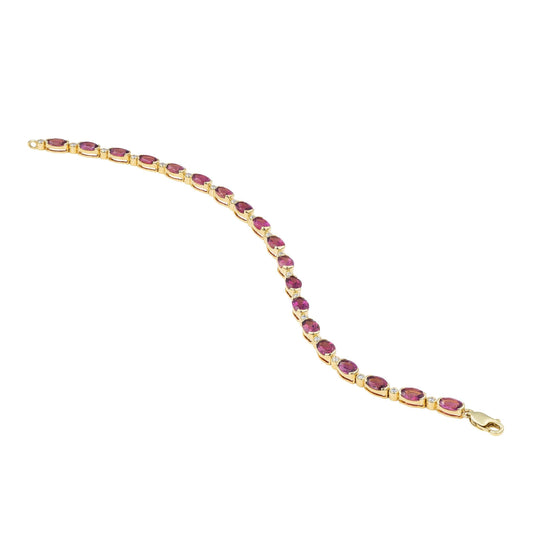 Tourmaline & Diamond Tennis Bracelet in 18K Yellow Gold