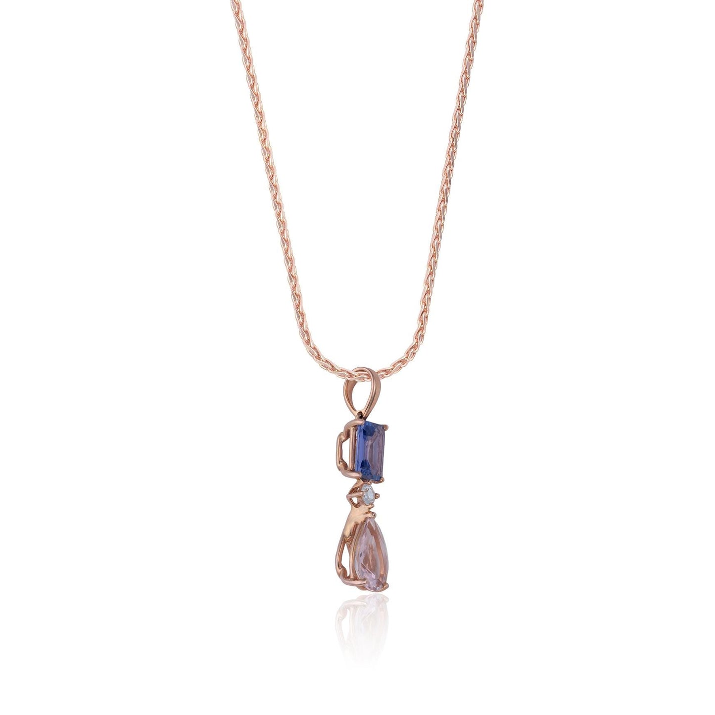 Tanzanite, Diamond & Morganite Pendant in 18K Rose Gold