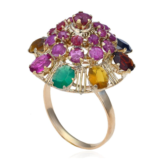 Thai Princess Harem Gemstone Ring in 10K Yellow Gold