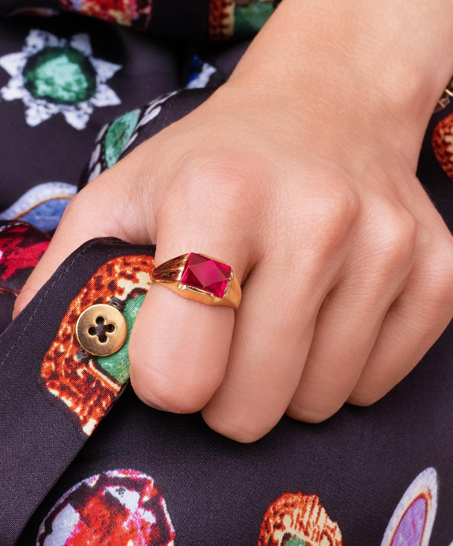 Ruby Signet Ring in 10K Yellow Gold