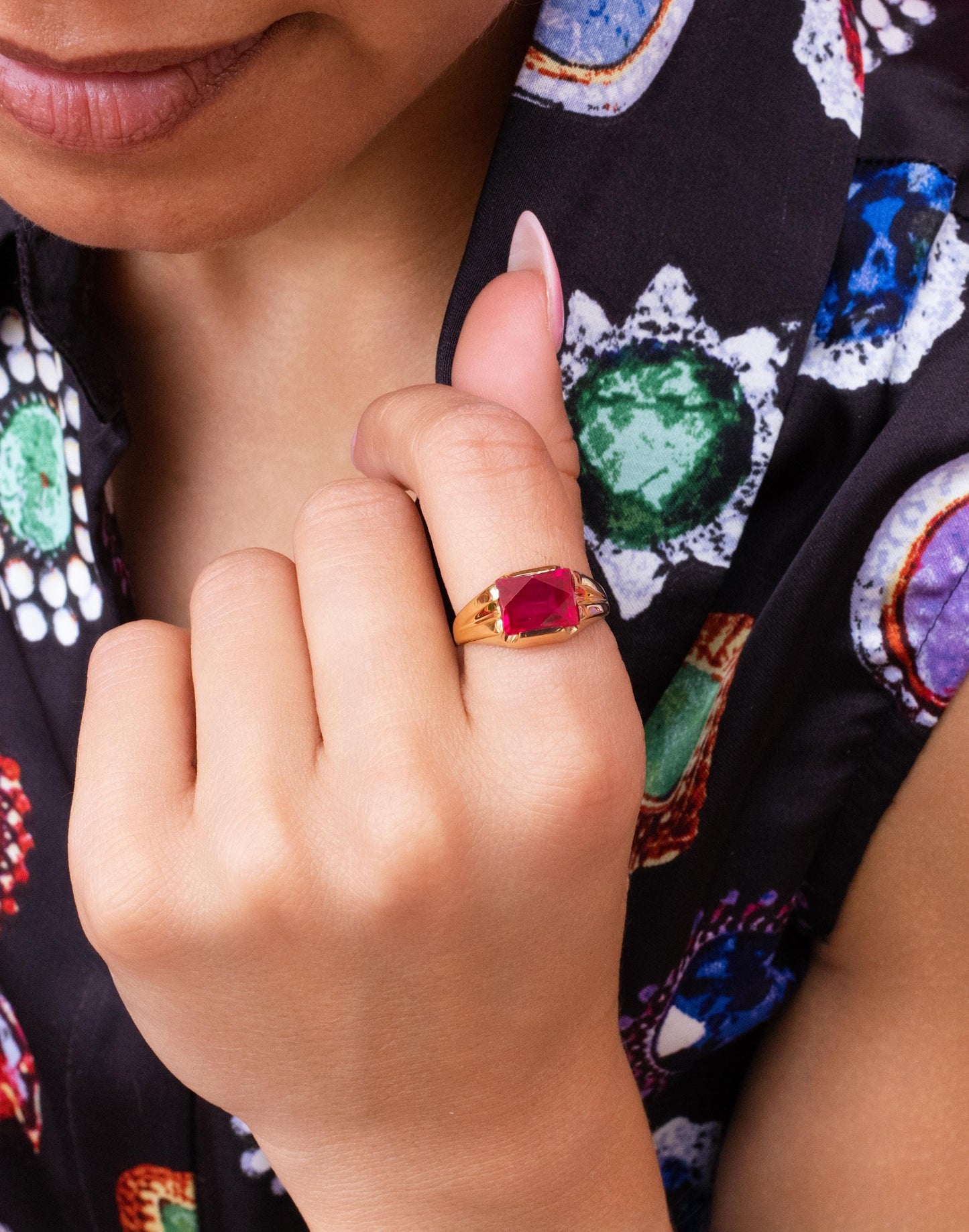 Ruby Signet Ring in 10K Yellow Gold