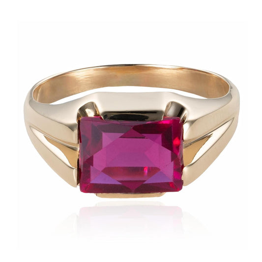 Ruby Signet Ring in 10K Yellow Gold