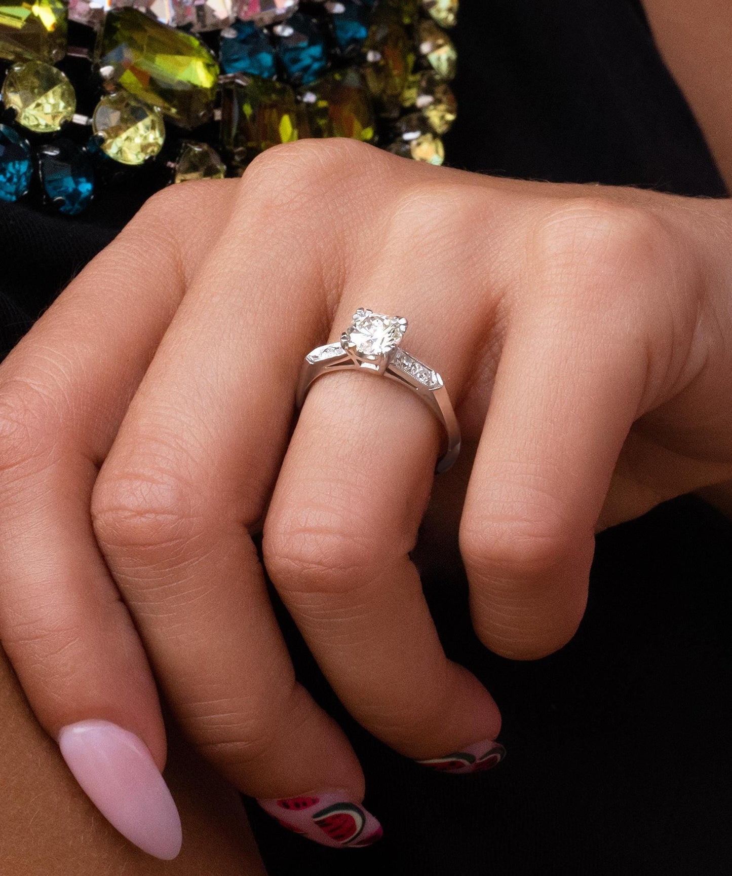Art Deco Platinum Diamond Engagement Ring