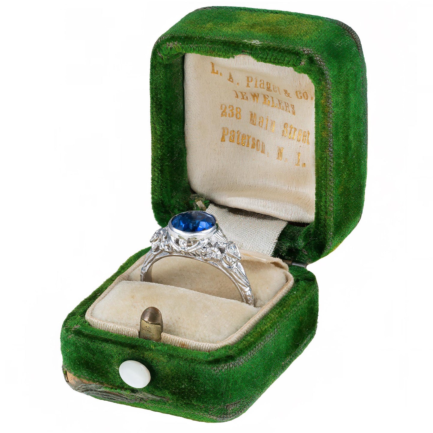 Edwardian Sapphire & Diamond Ring in 18K White Gold