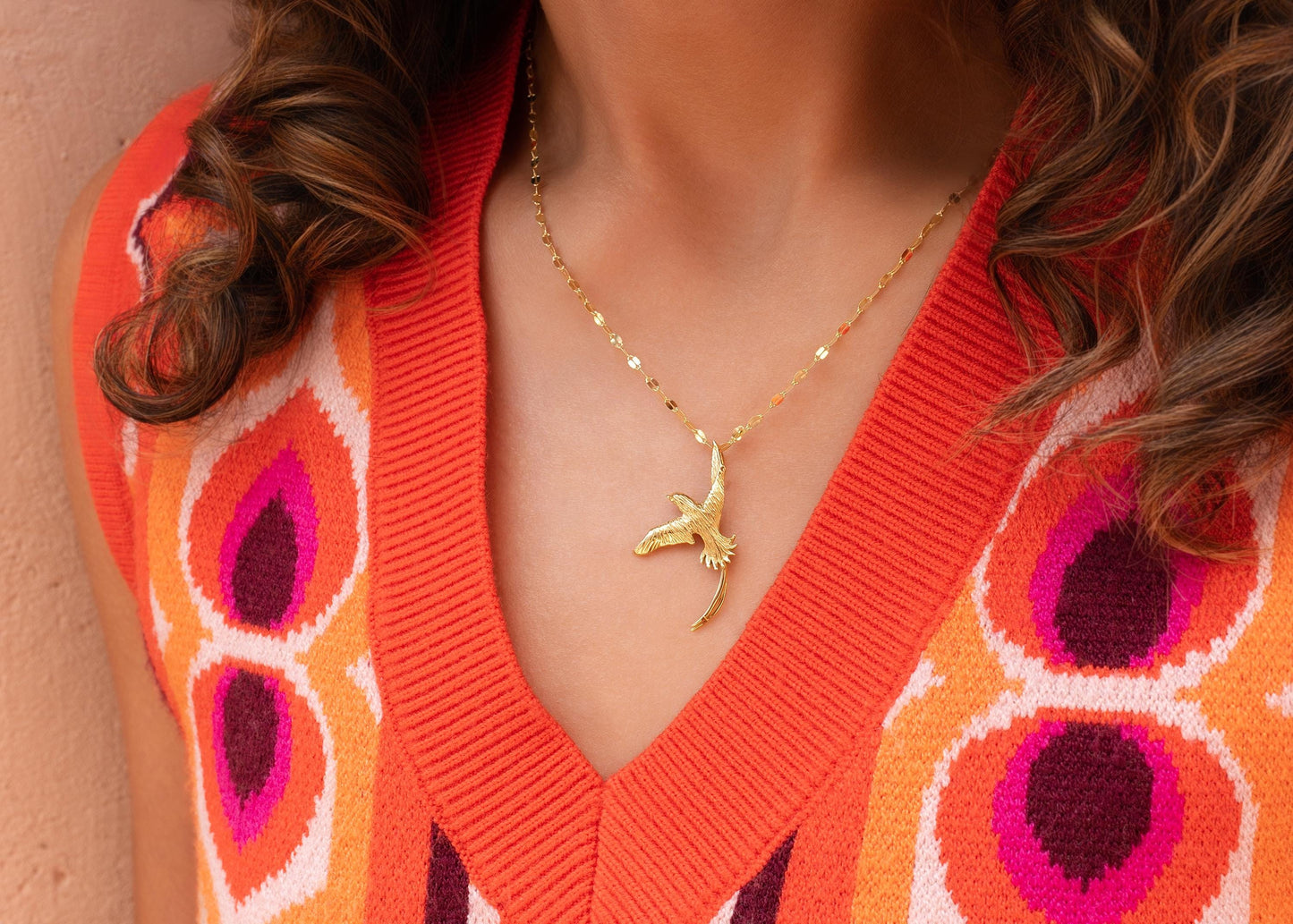 Swallow Bird Pendant in 14K Yellow Gold