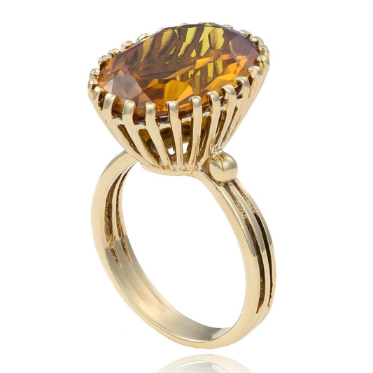 Yugoslavian Citrine Ring in 14K Yellow Gold