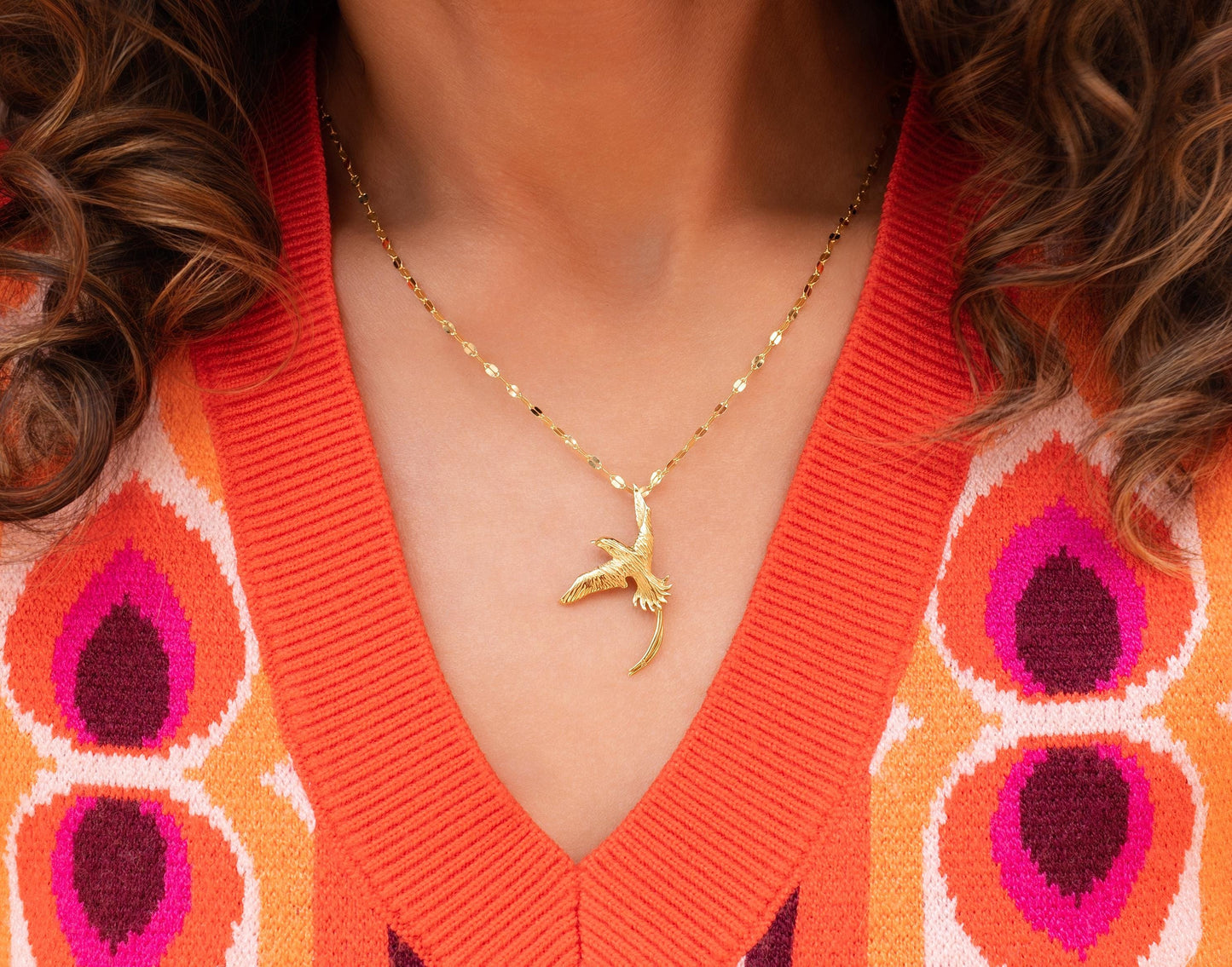 Swallow Bird Pendant in 14K Yellow Gold
