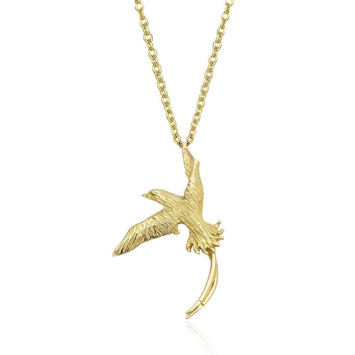 Swallow Bird Pendant in 14K Yellow Gold