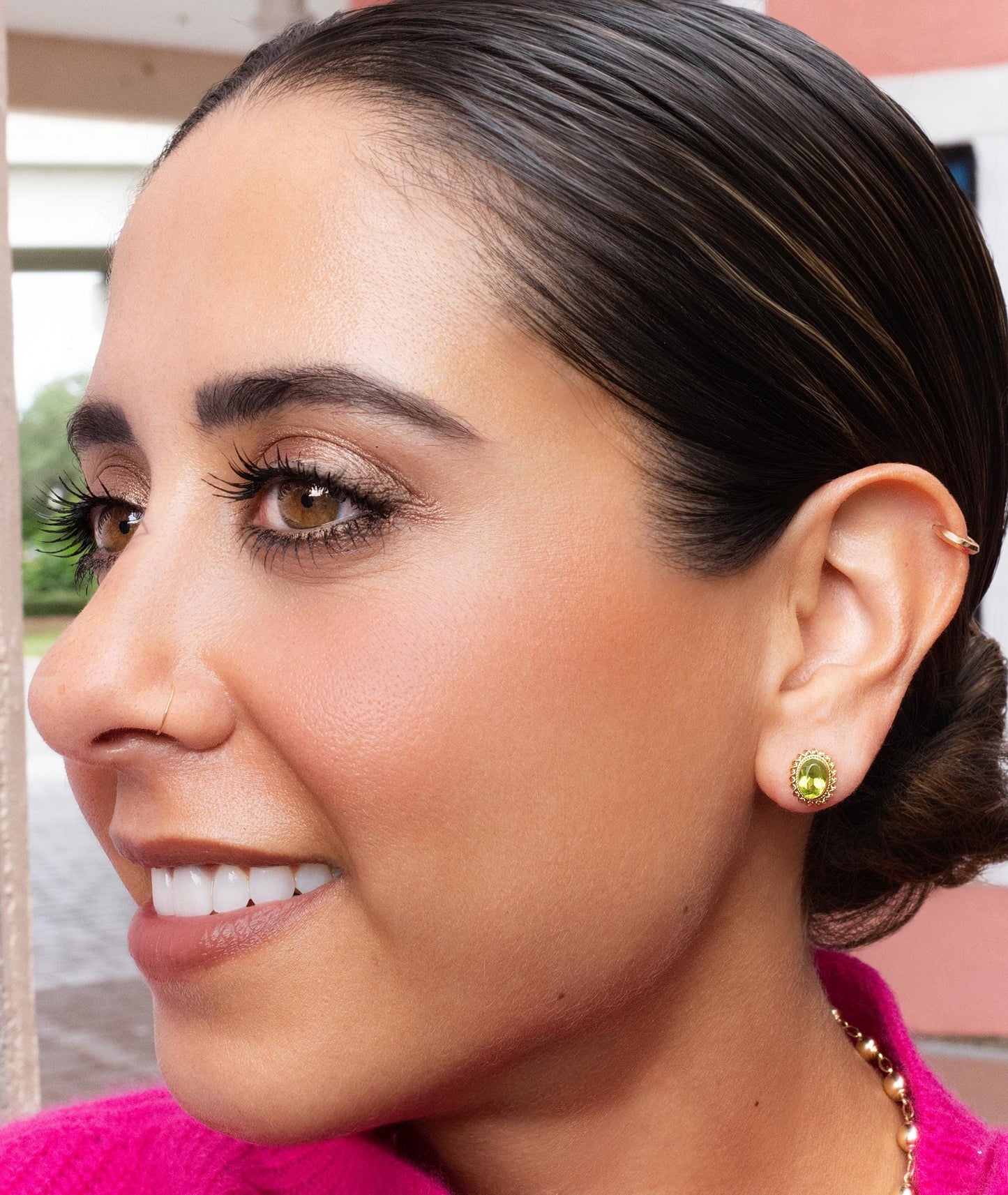 Peridot Stud Earrings in 14K Yellow Gold