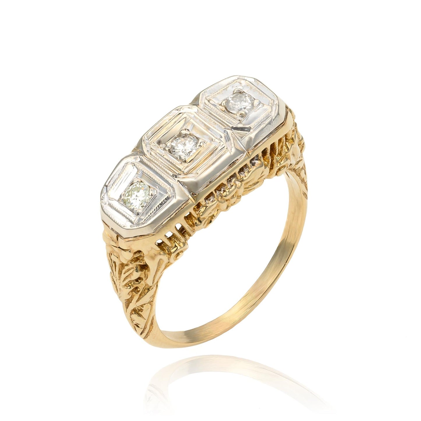 Edwardian Diamond Ring in 14K Yellow & White Gold