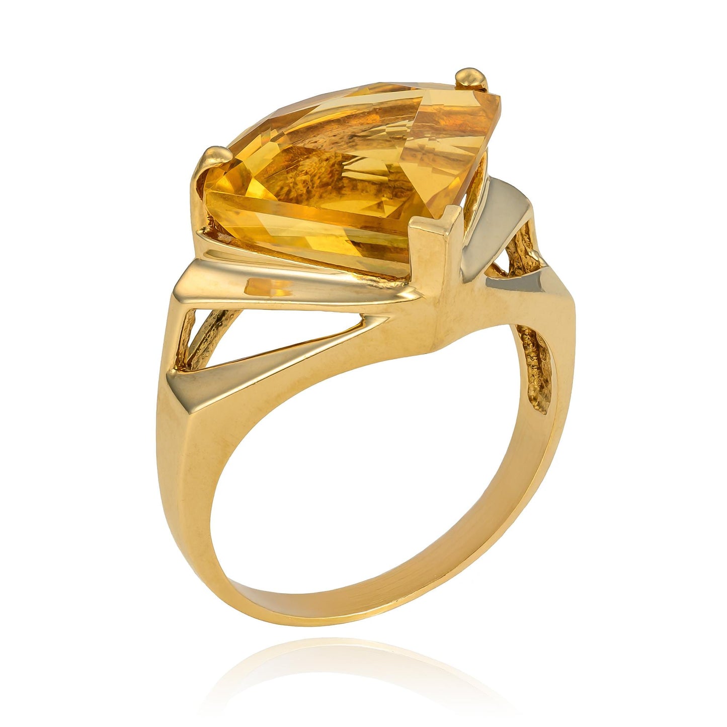 Citrine Shield Ring in 14K Yellow Gold