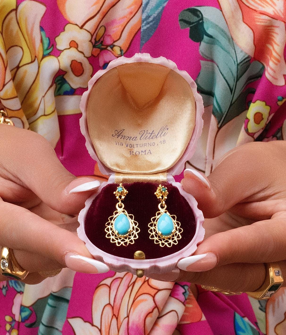 Turquoise Drop Earrings in 14K Yellow Gold