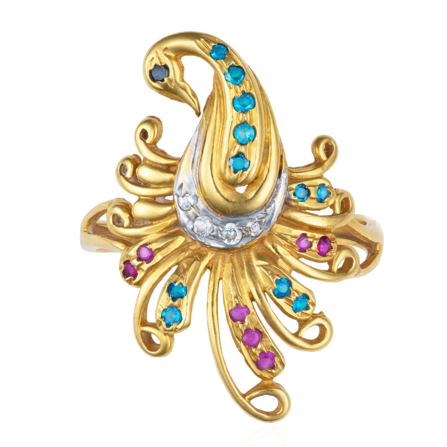 Peacock Jodhpur Ring in 22K Yellow Gold