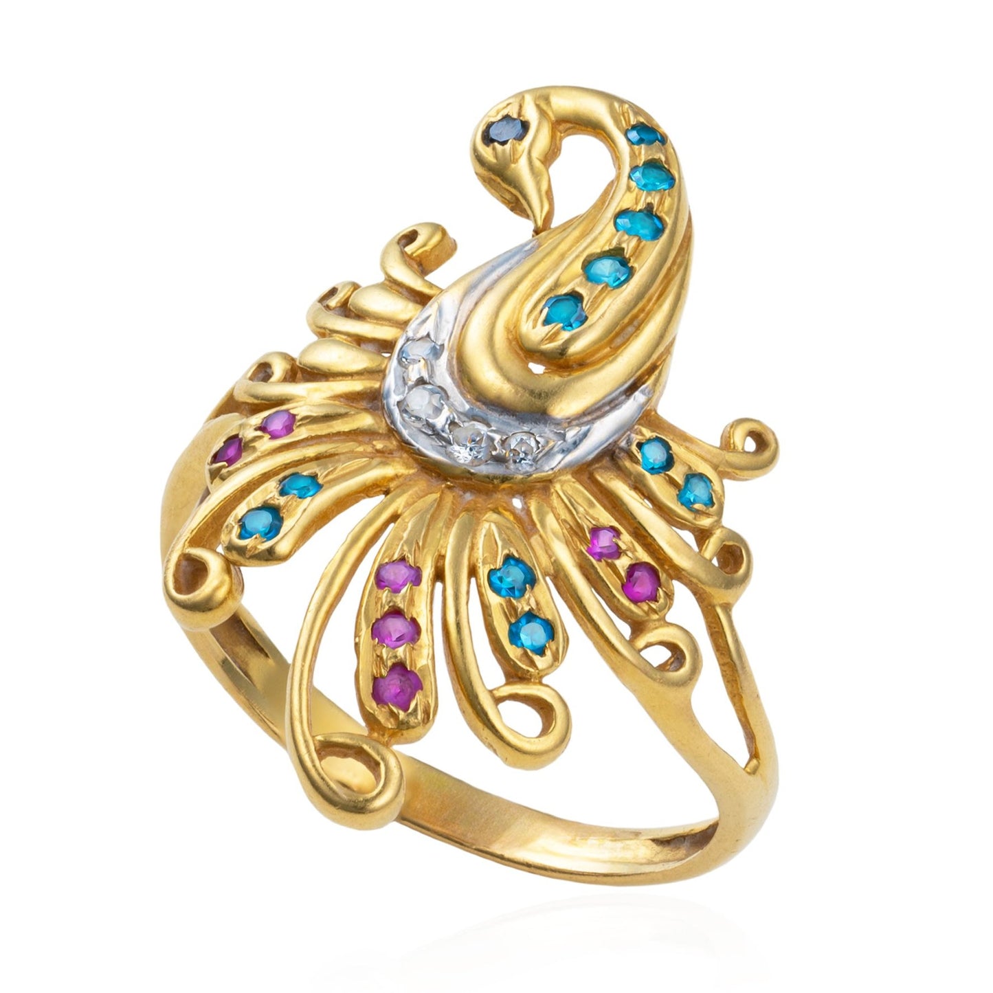 Peacock Jodhpur Ring in 22K Yellow Gold