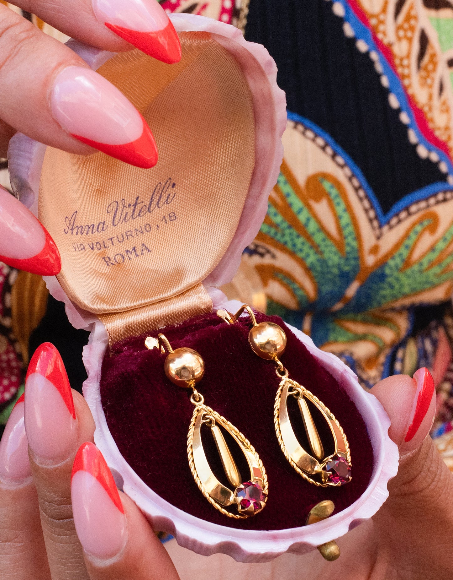 Rhodolite Garnet Dangle Earrings in 18K Yellow Gold