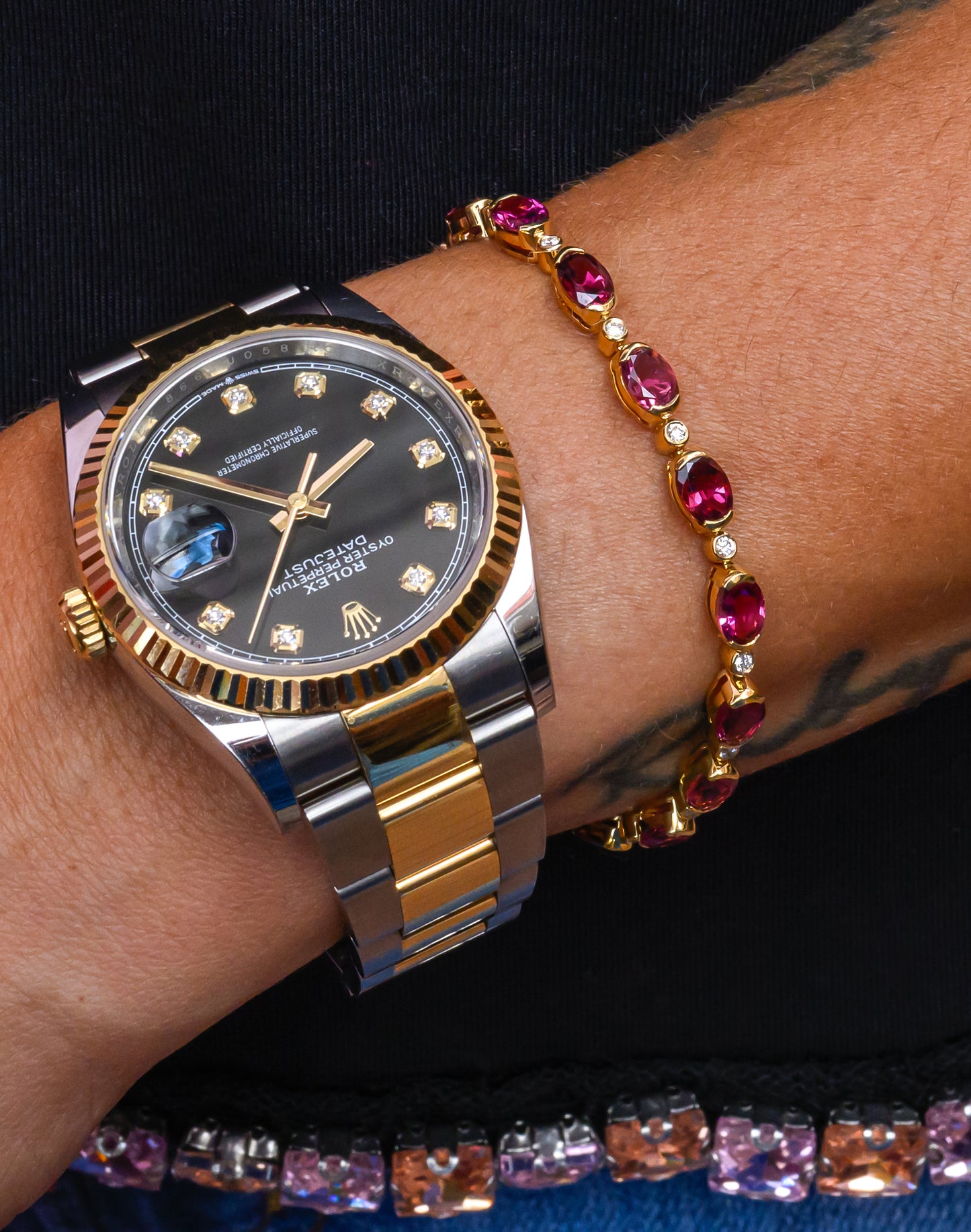 Tourmaline & Diamond Tennis Bracelet in 18K Yellow Gold