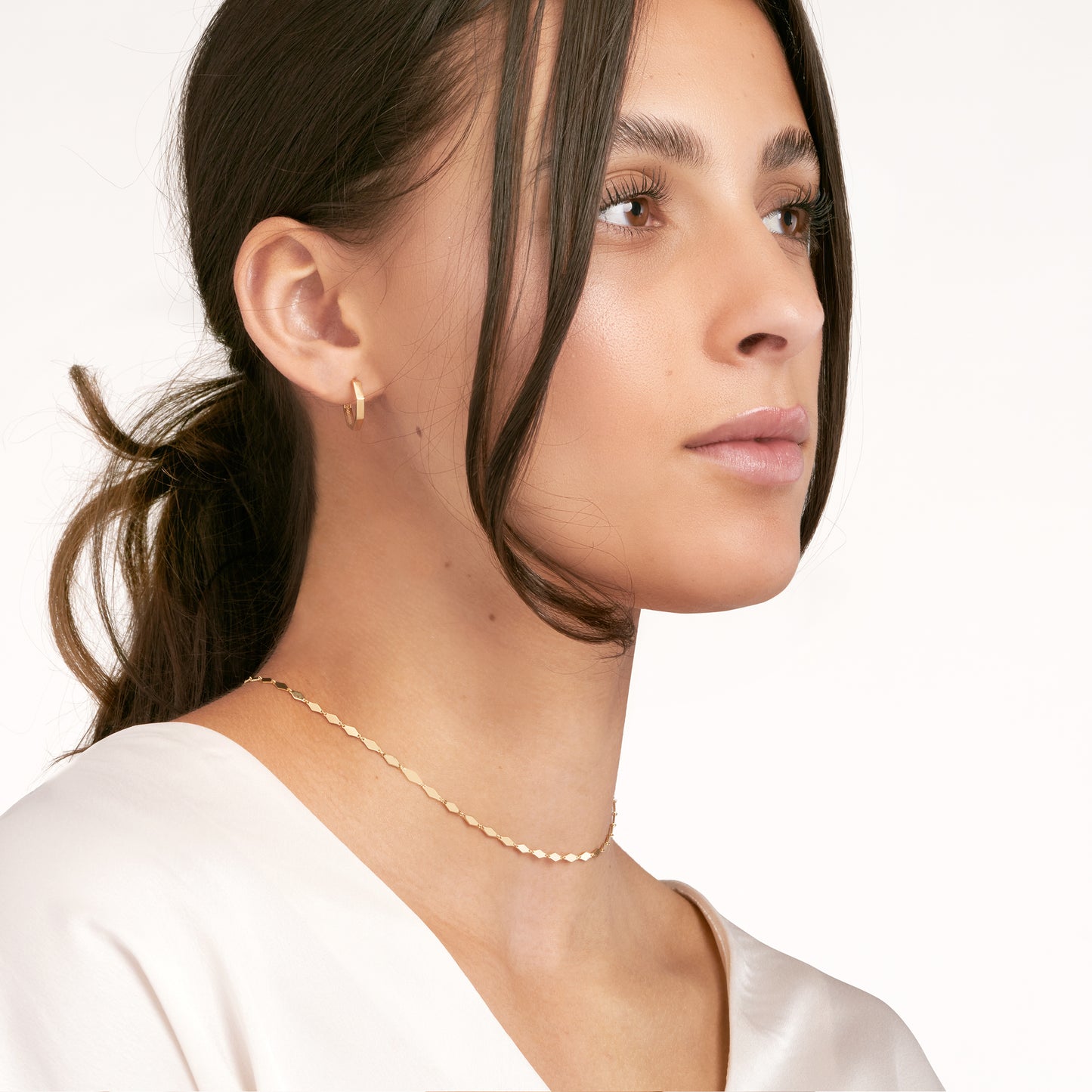 Mirror Link Choker Necklace in 14K Yellow Gold