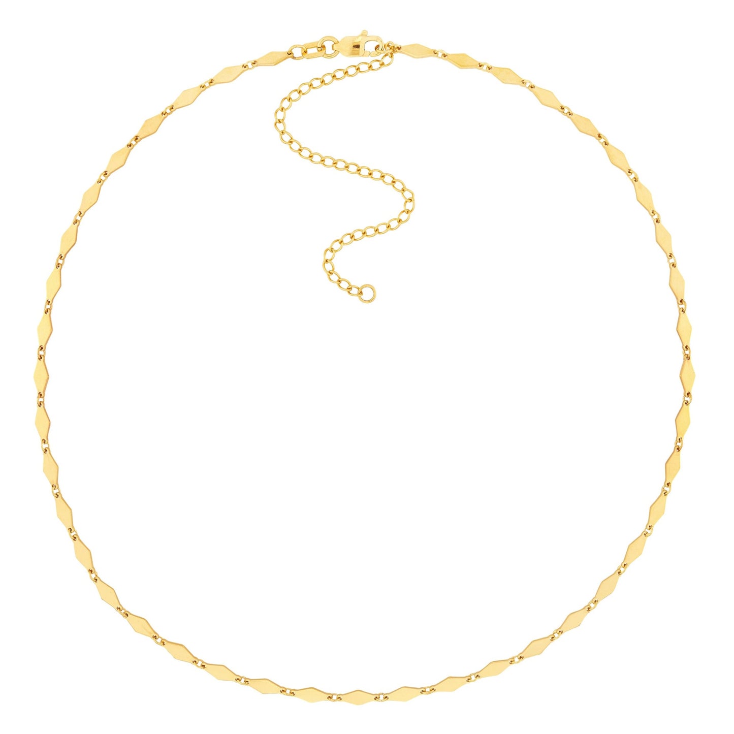 Mirror Link Choker Necklace in 14K Yellow Gold