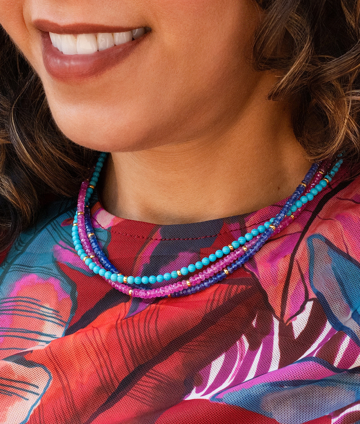 Turquoise & 18K Gold Beaded Necklace