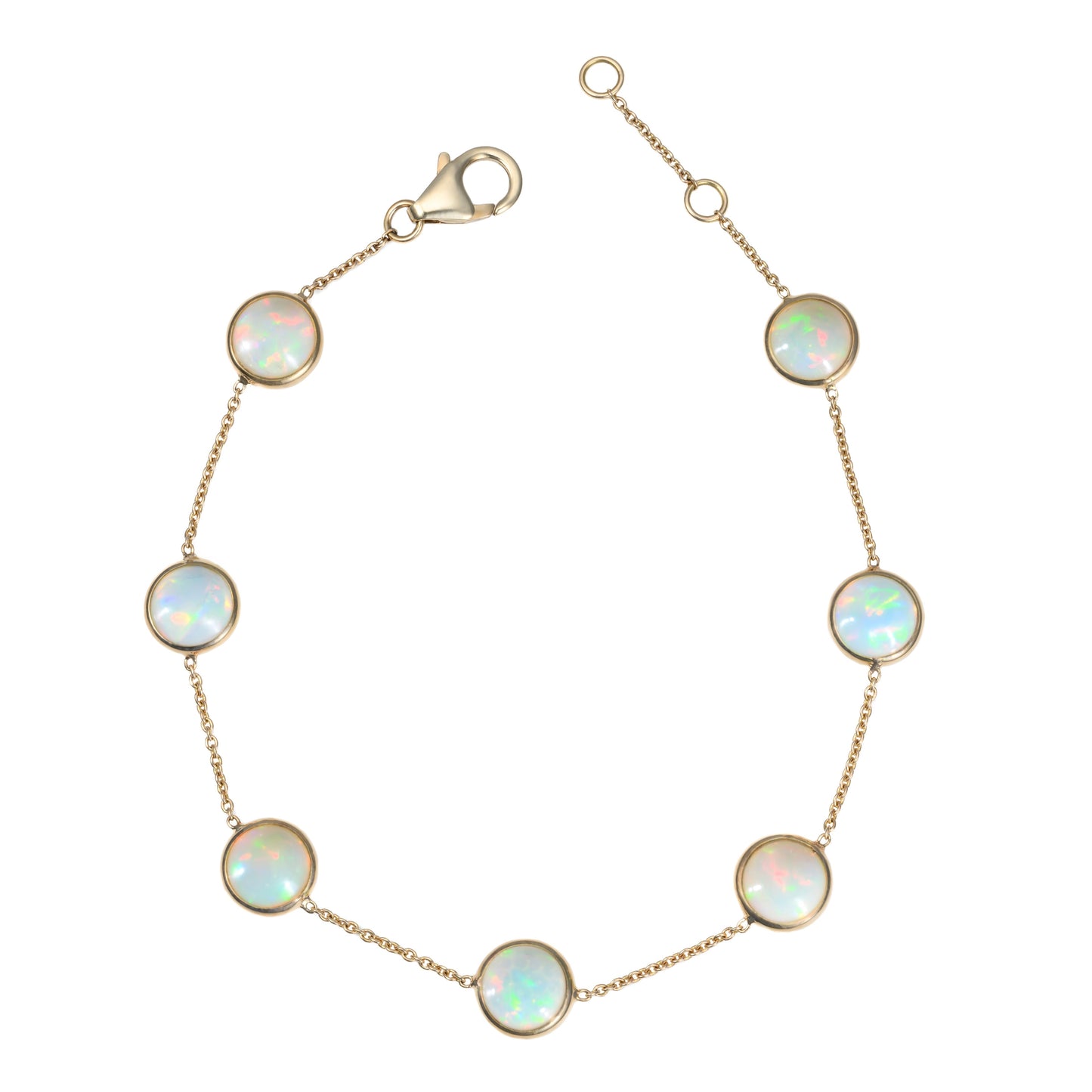 Bezel Opal Station Bracelet in 18K Yellow Gold