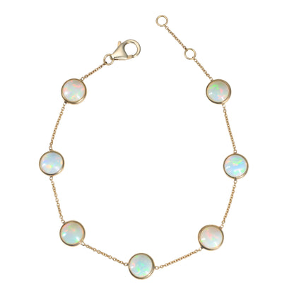 Bezel Opal Station Bracelet in 18K Yellow Gold