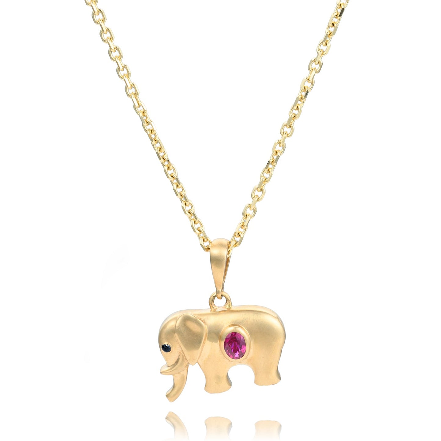 Ruby Elephant Pendant in 18K Yellow Gold