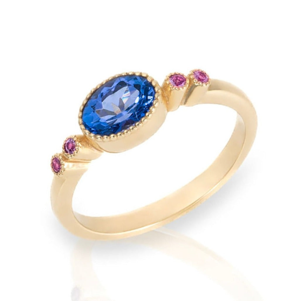 Tanzanite & Pink Sapphire Satya Ring in 14K Gold