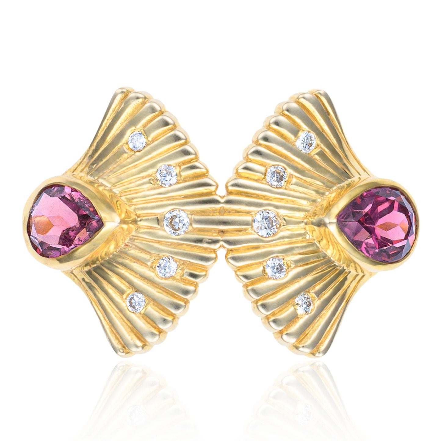 Botticelli Birth of Venus Pink Tourmaline & Diamond Ring in 14K Yellow Gold