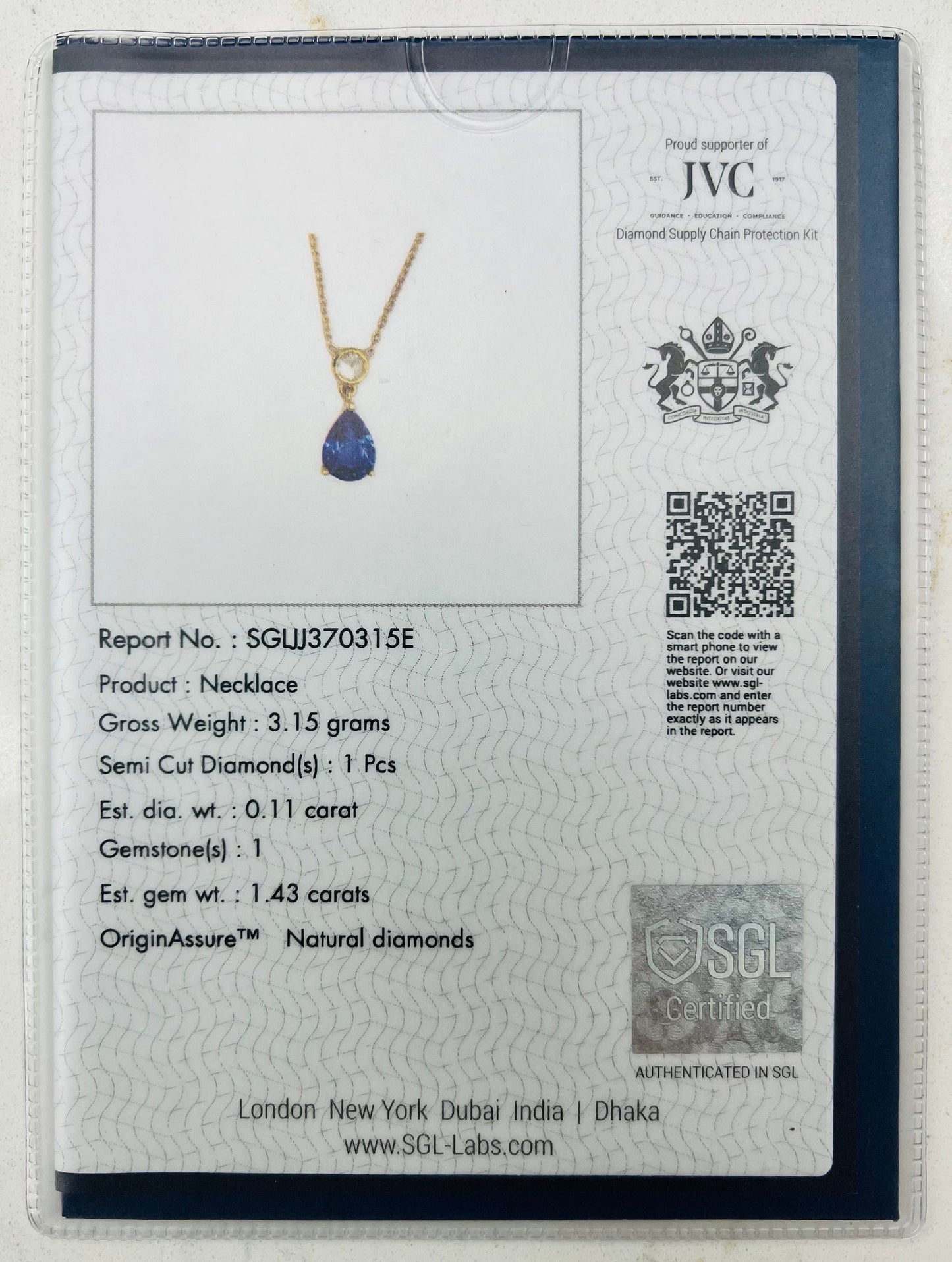 Pear Blue Sapphire and Rose Cut Diamond Pendant Necklace in 18K Yellow Gold