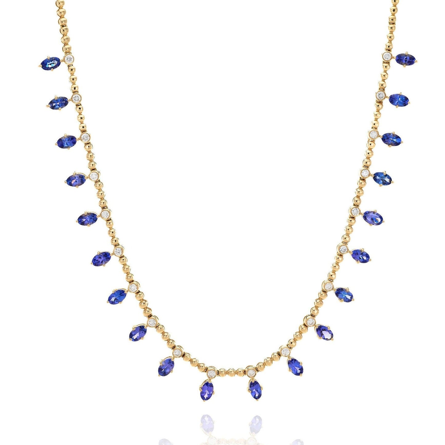 Tanzanite & Diamond Necklace in 18K Yellow Gold