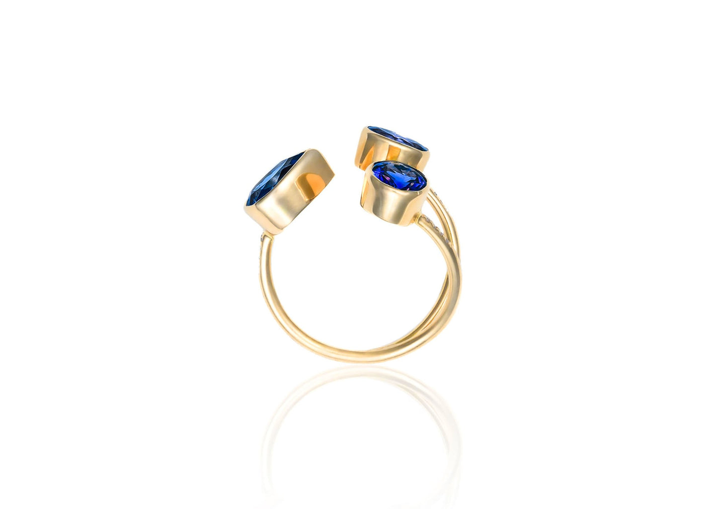 Open Concept Tanzanite Ring with Diamond Accents in 18K Yellow Gold