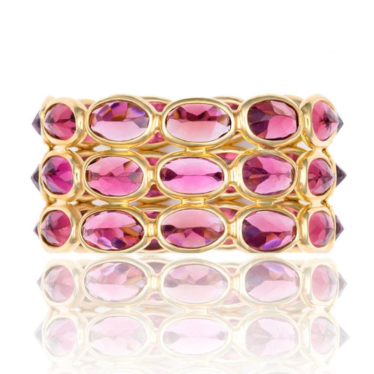 Stacked Pink Tourmaline Wide Band in 18K Yellow Gold