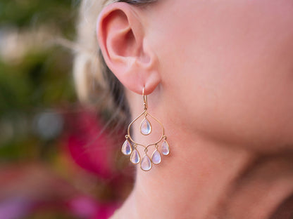 Monsoon Summer Moonstone Drop Earrings in 18K Yellow Gold