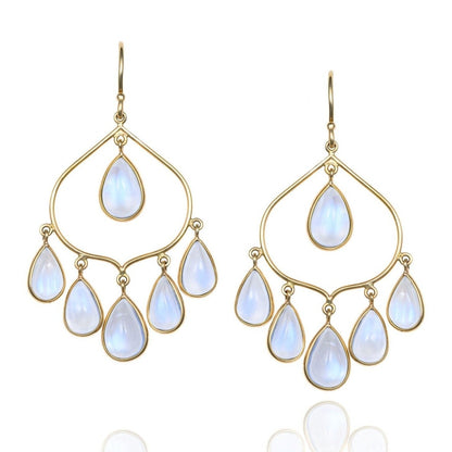 Monsoon Summer Moonstone Drop Earrings in 18K Yellow Gold